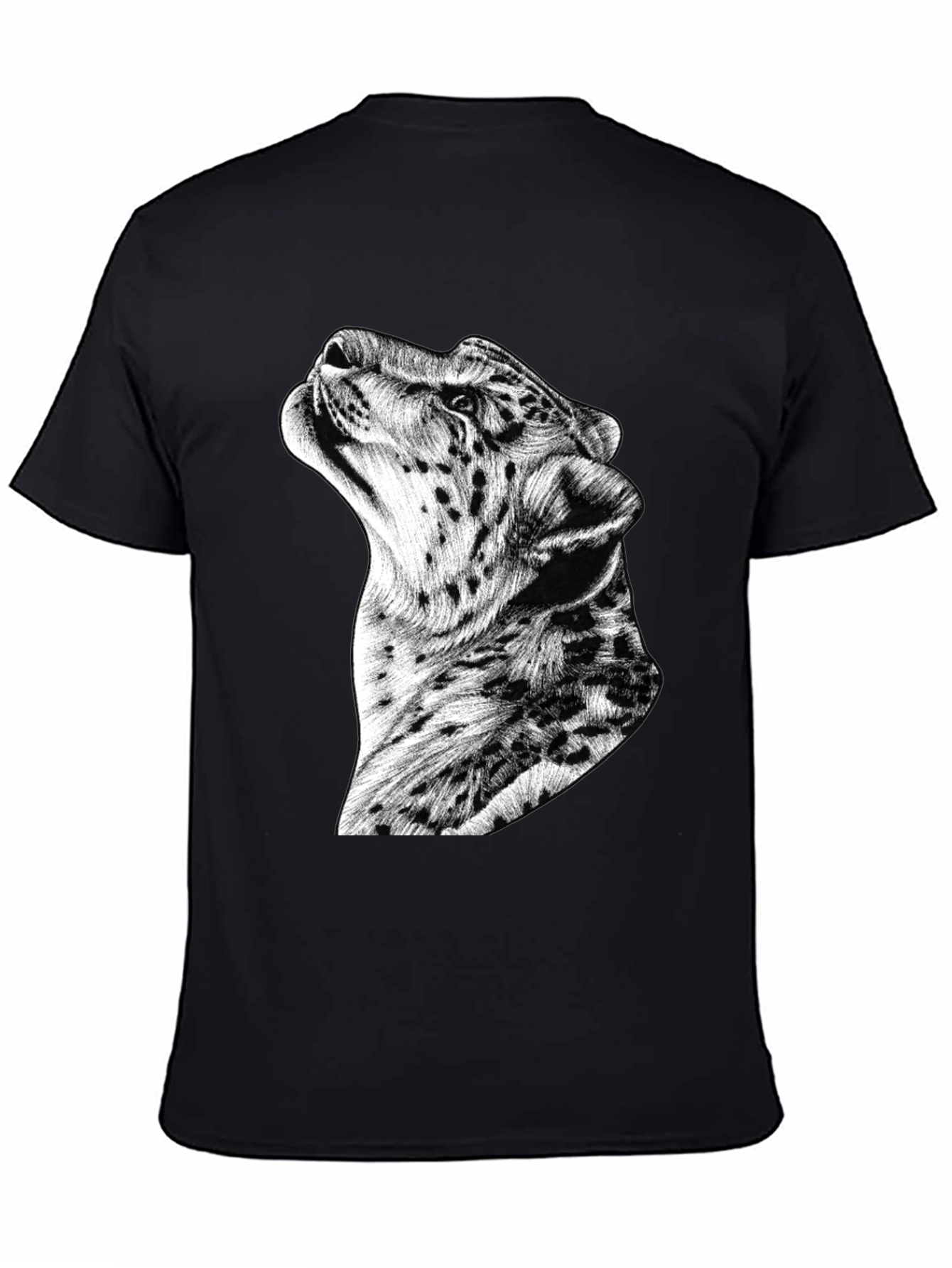 Stylish Leopard Graphic Print Black T-Shirt