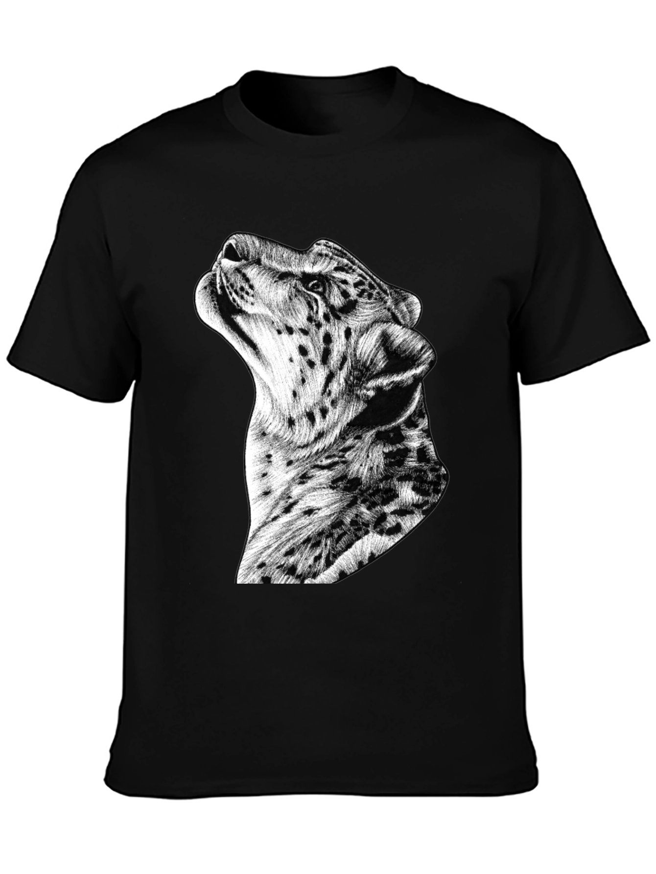 Stylish Leopard Graphic Print Black T-Shirt