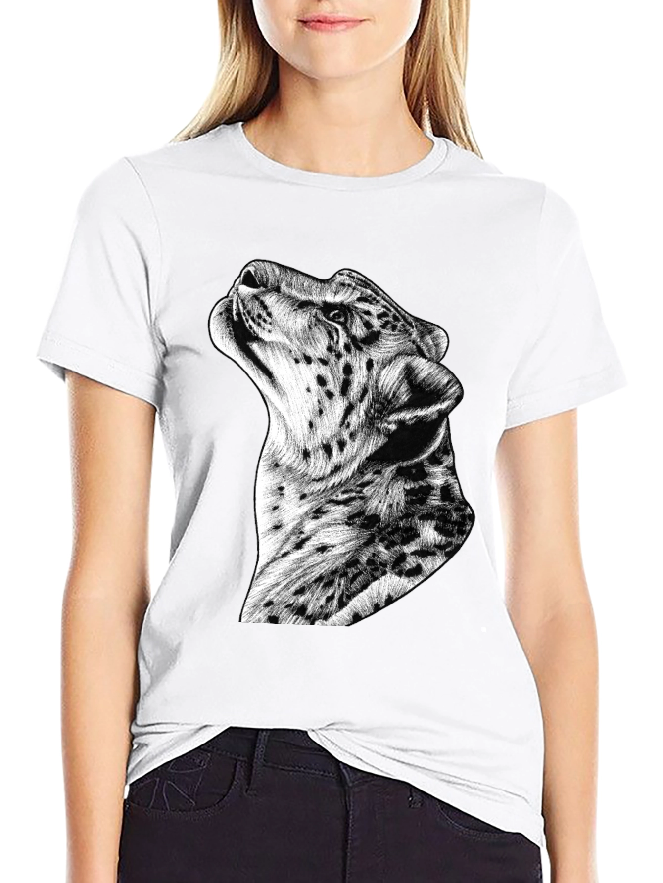 Stylish Leopard Graphic Print Black T-Shirt