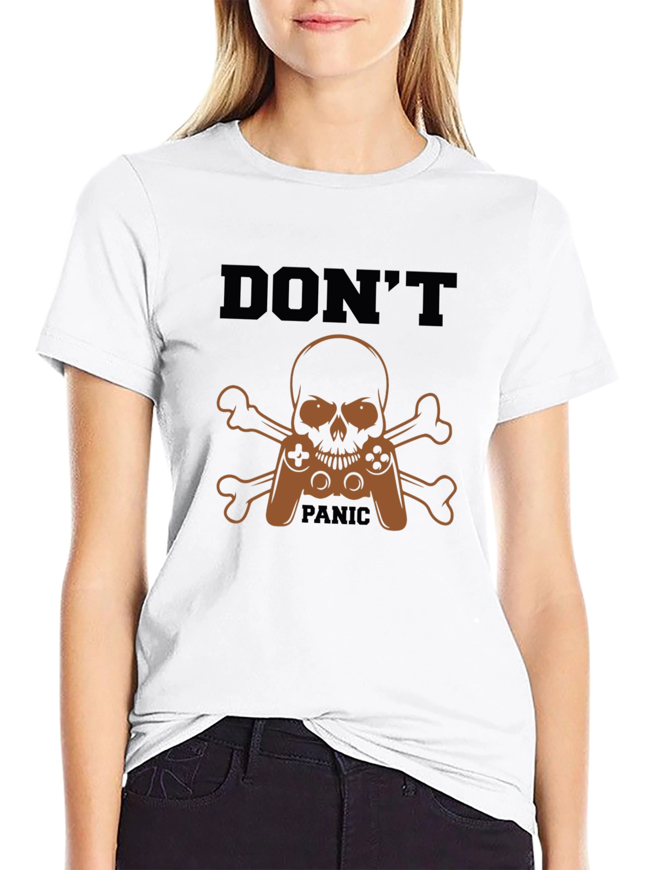 Dont Panic Gamer Skull T-Shirt