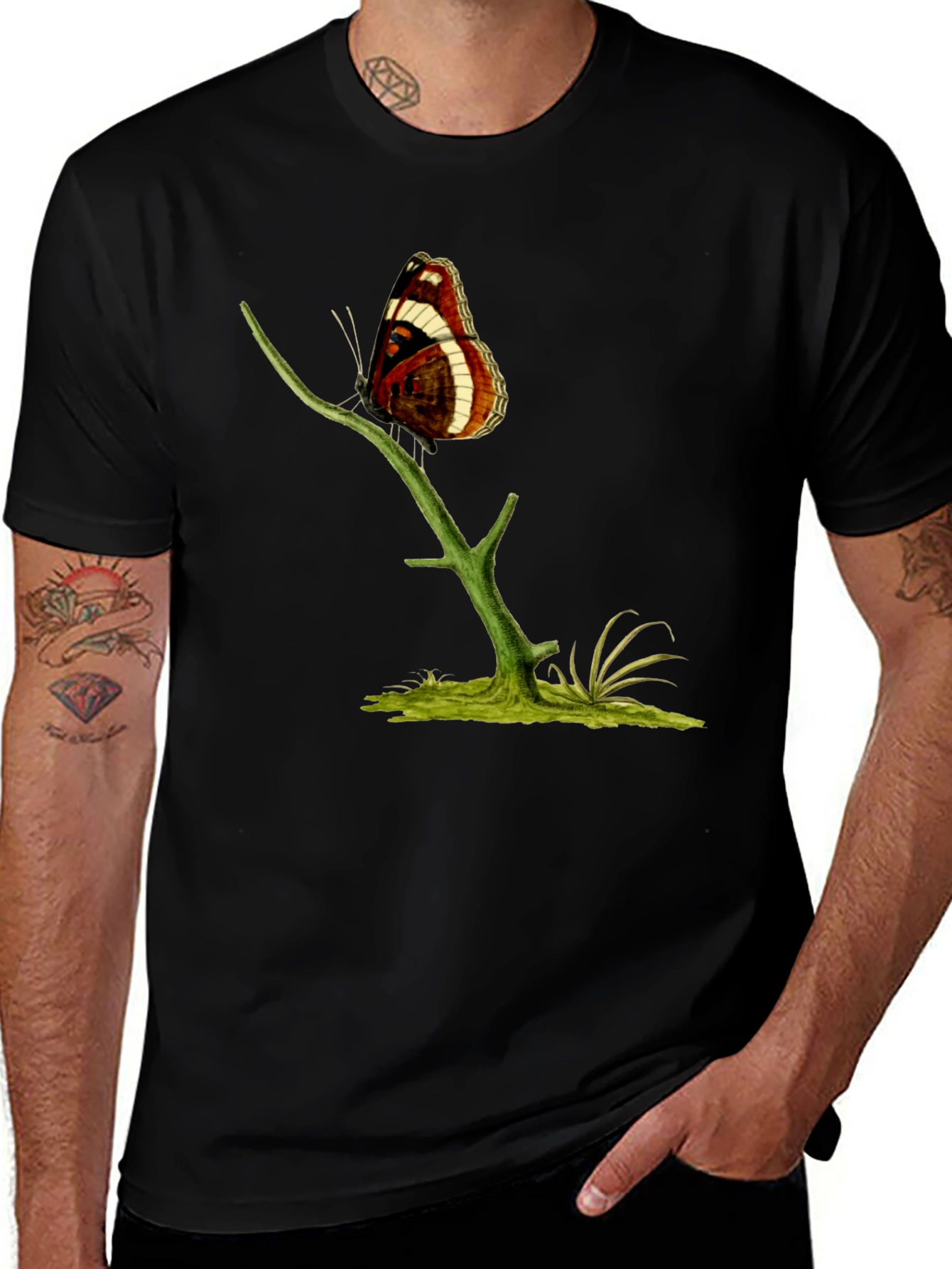 Butterfly on Branch Graphic T-Shirt