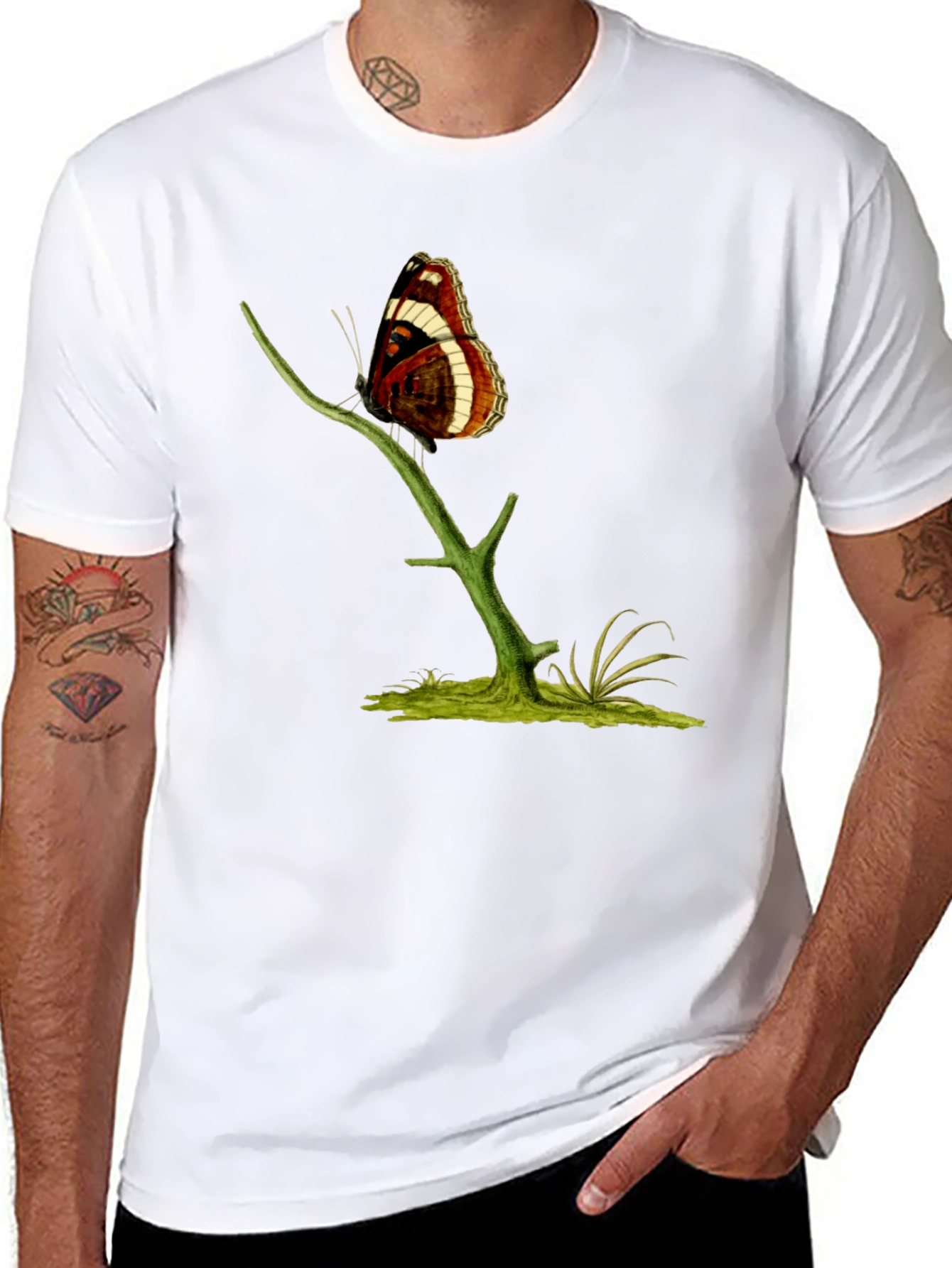 Butterfly on Branch Graphic T-Shirt