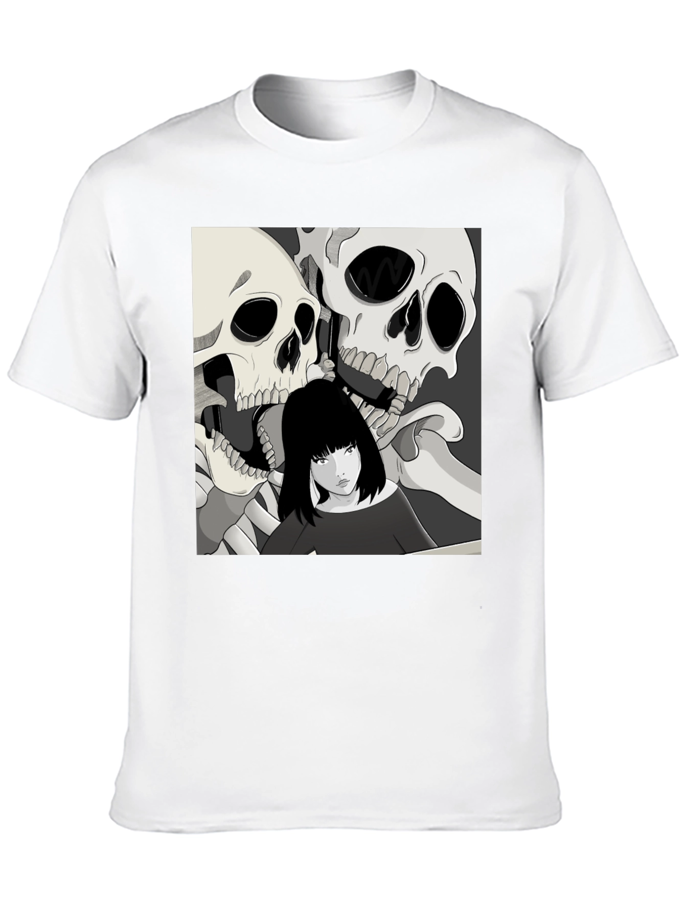 Skull & Girl Graphic Print T-Shirt