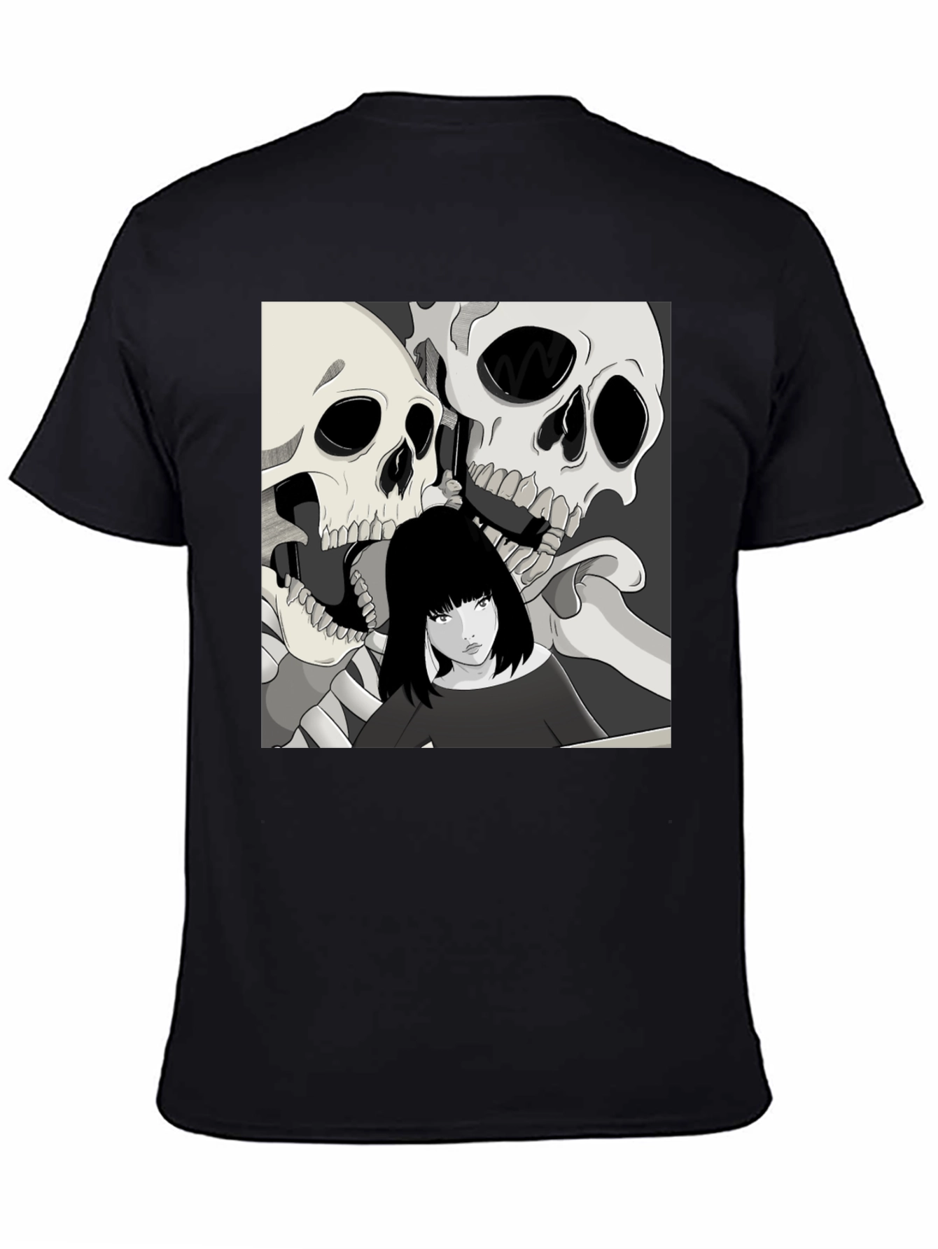 Skull & Girl Graphic Print T-Shirt