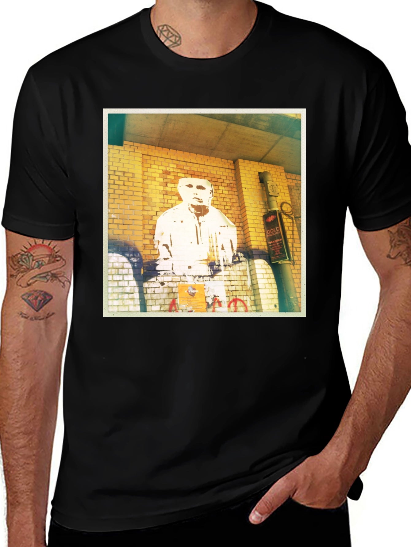 Urban Graffiti Print Black T-Shirt