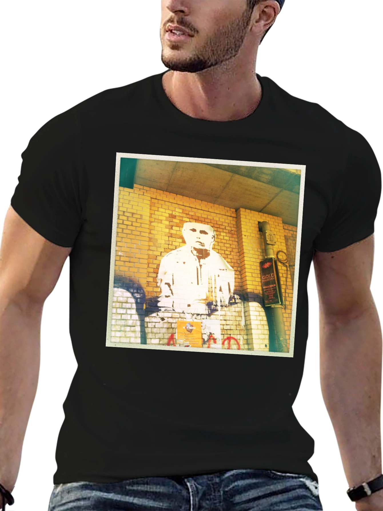 Urban Graffiti Print Black T-Shirt