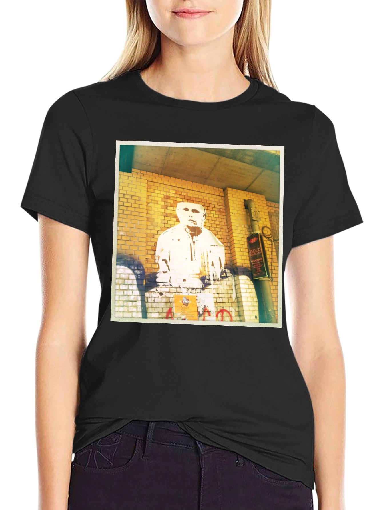 Urban Graffiti Print Black T-Shirt