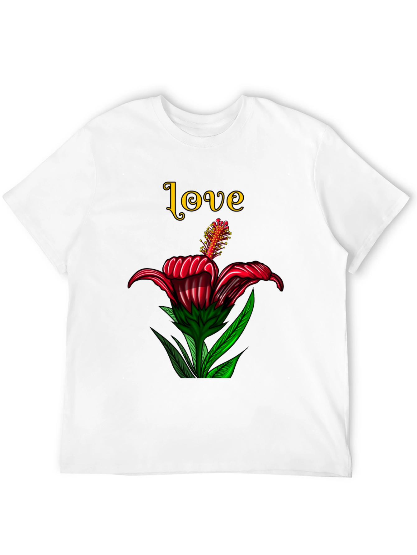 Love Floral Print Black T-Shirt