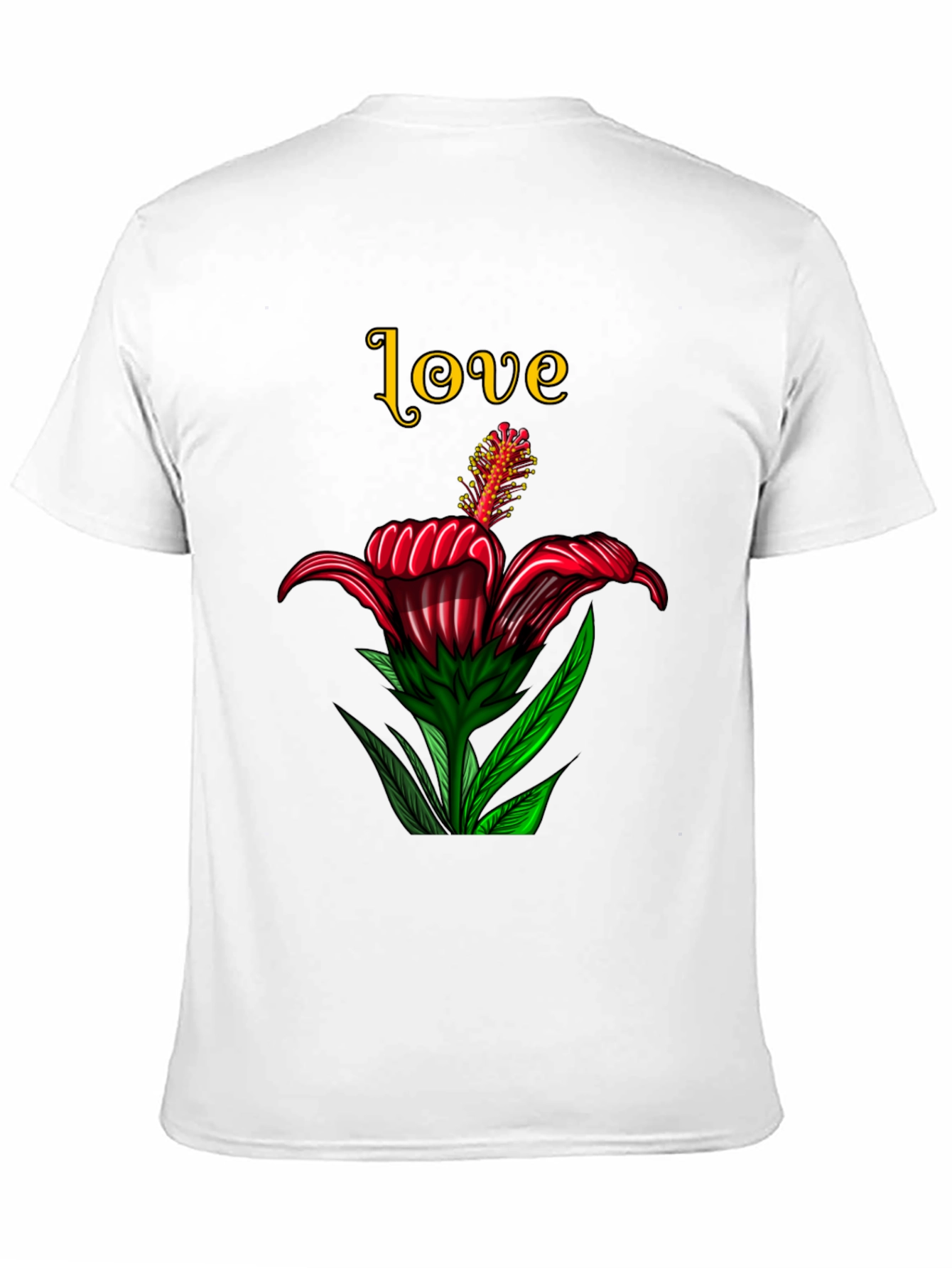 Love Floral Print Black T-Shirt