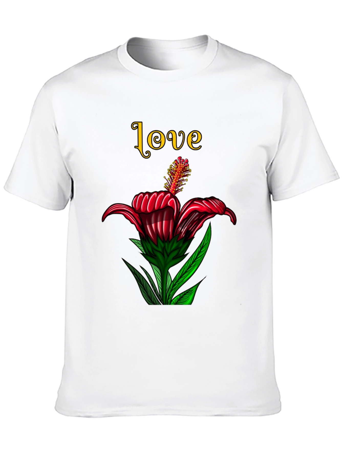 Love Floral Print Black T-Shirt