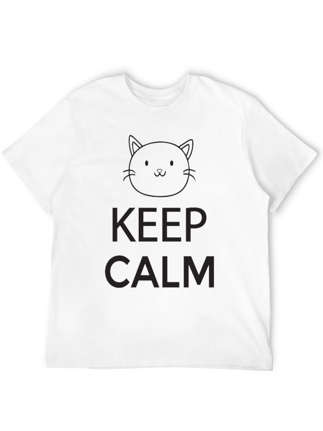 Keep Calm Cat Graphic T-Shirt - Black