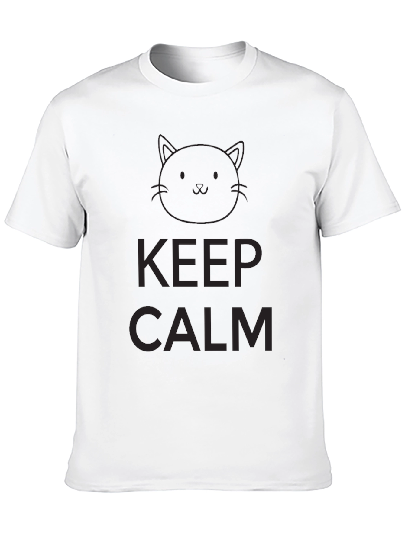 Keep Calm Cat Graphic T-Shirt - Black