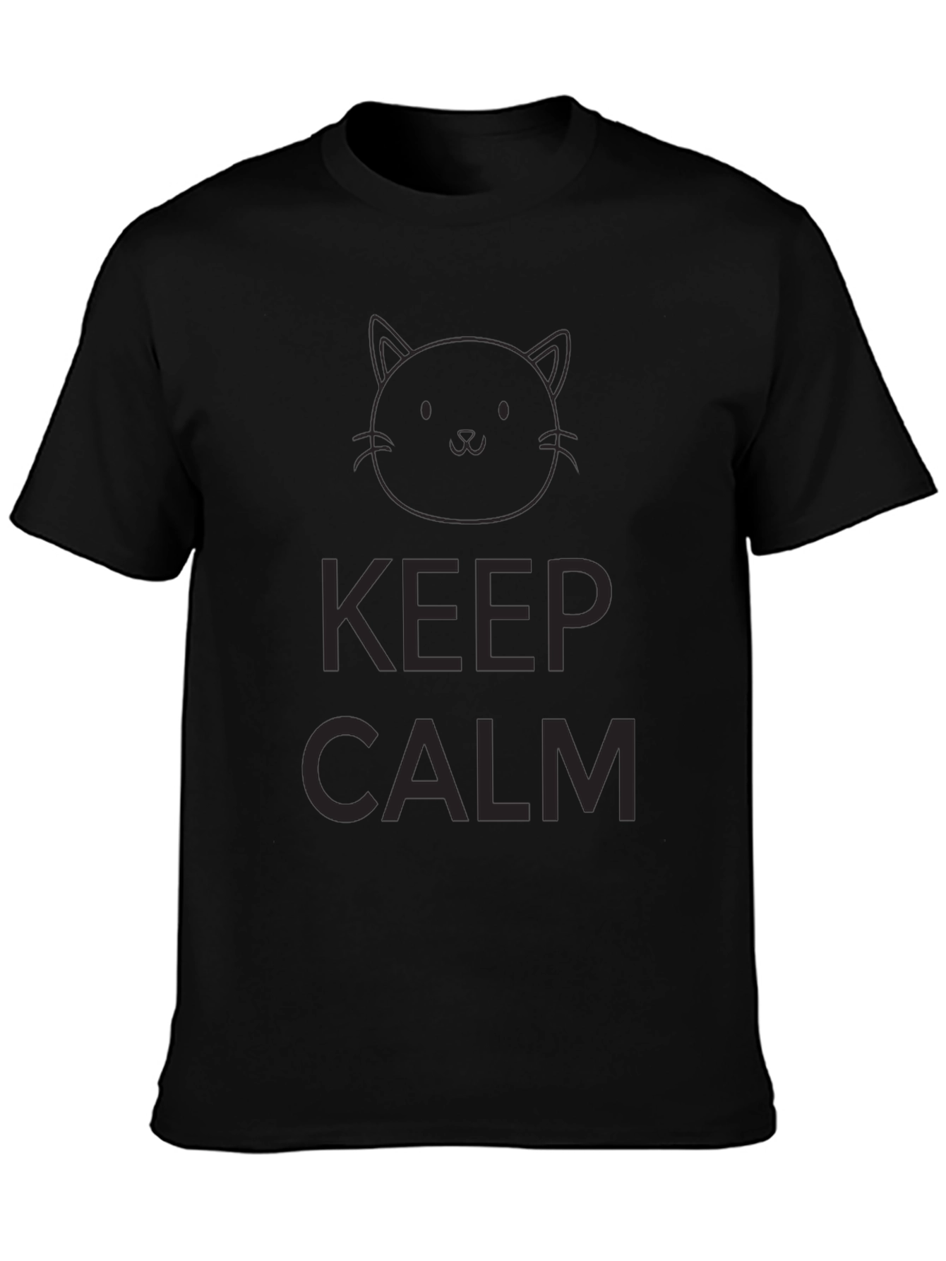 Keep Calm Cat Graphic T-Shirt - Black