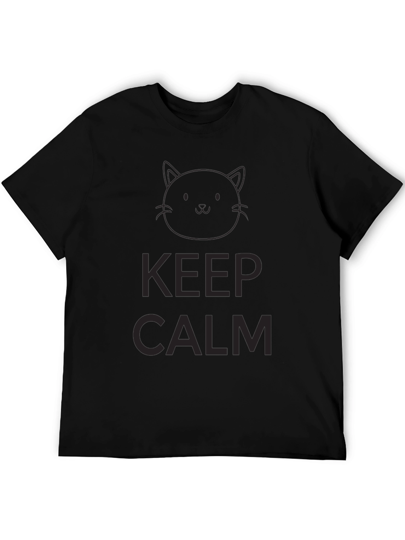 Keep Calm Cat Graphic T-Shirt - Black