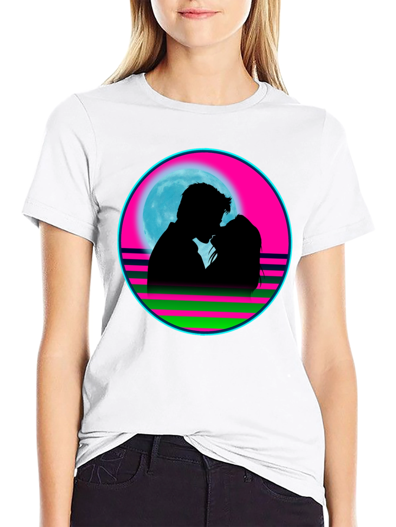 Romantic Silhouette Graphic T-Shirt - Black