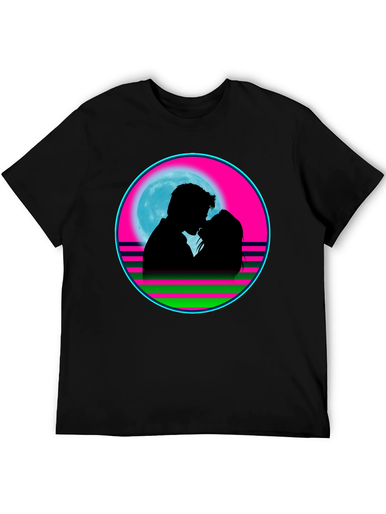 Romantic Silhouette Graphic T-Shirt - Black