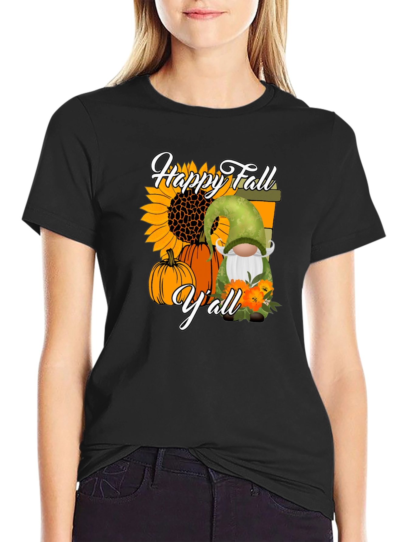 Happy Fall Yall T-Shirt - Autumn Gnome Design
