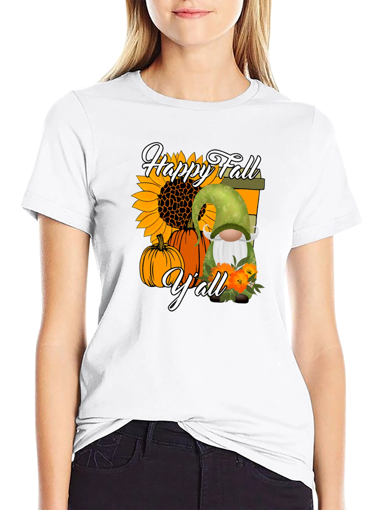 Happy Fall Yall T-Shirt - Autumn Gnome Design