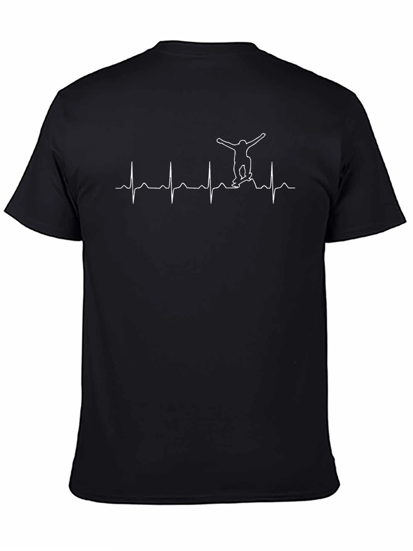 Skateboarding Heartbeat Graphic Tee - Black