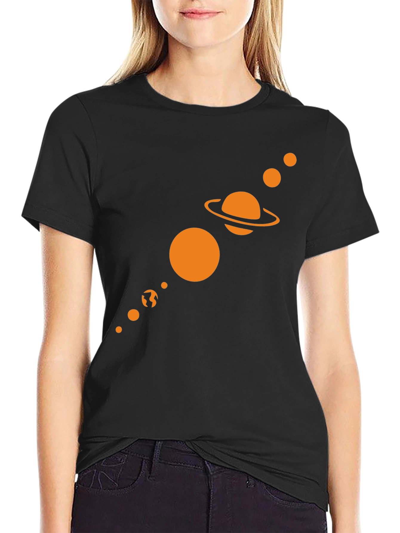 Solar System Graphic Tee - Black Cotton Blend