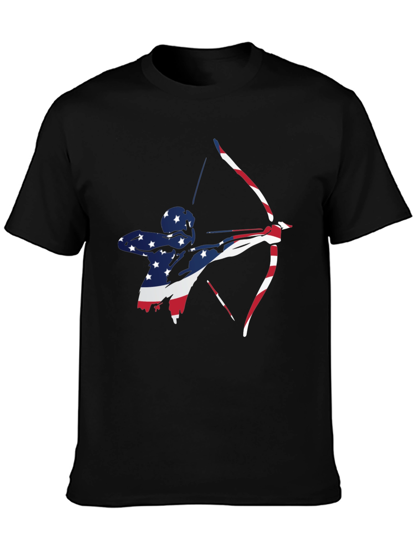 Patriotic Archer Graphic Tee - Black Cotton Blend
