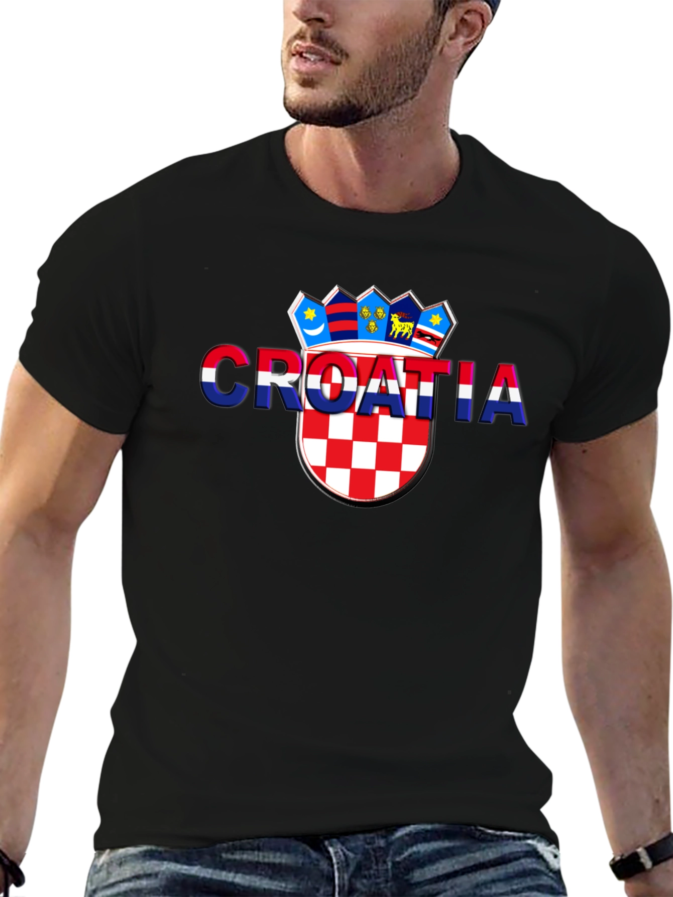 Croatia Flag Graphic Black T-Shirt