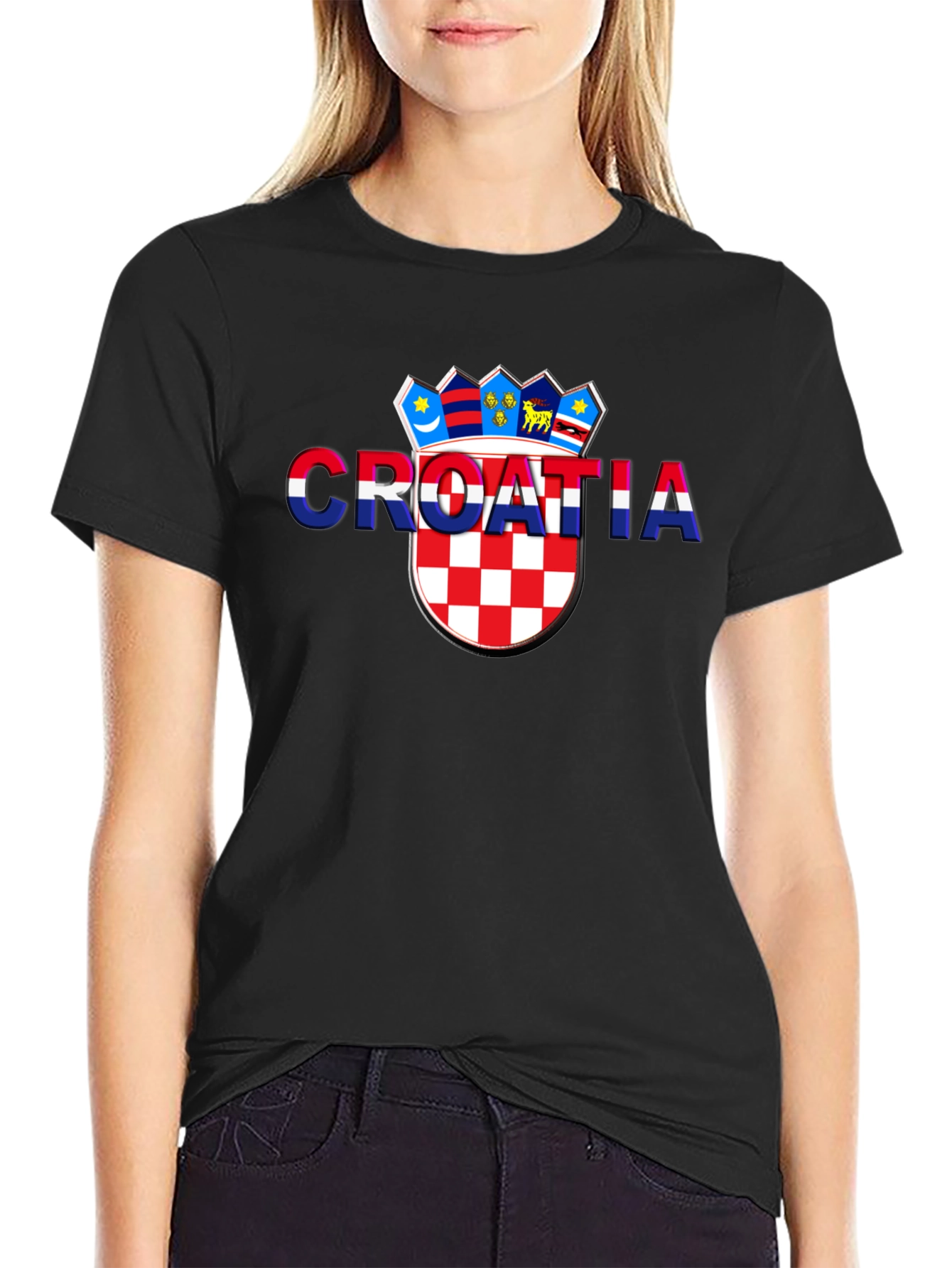 Croatia Flag Graphic Black T-Shirt