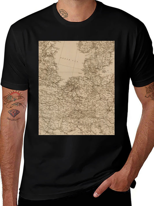 Vintage Map Graphic Tee - Black