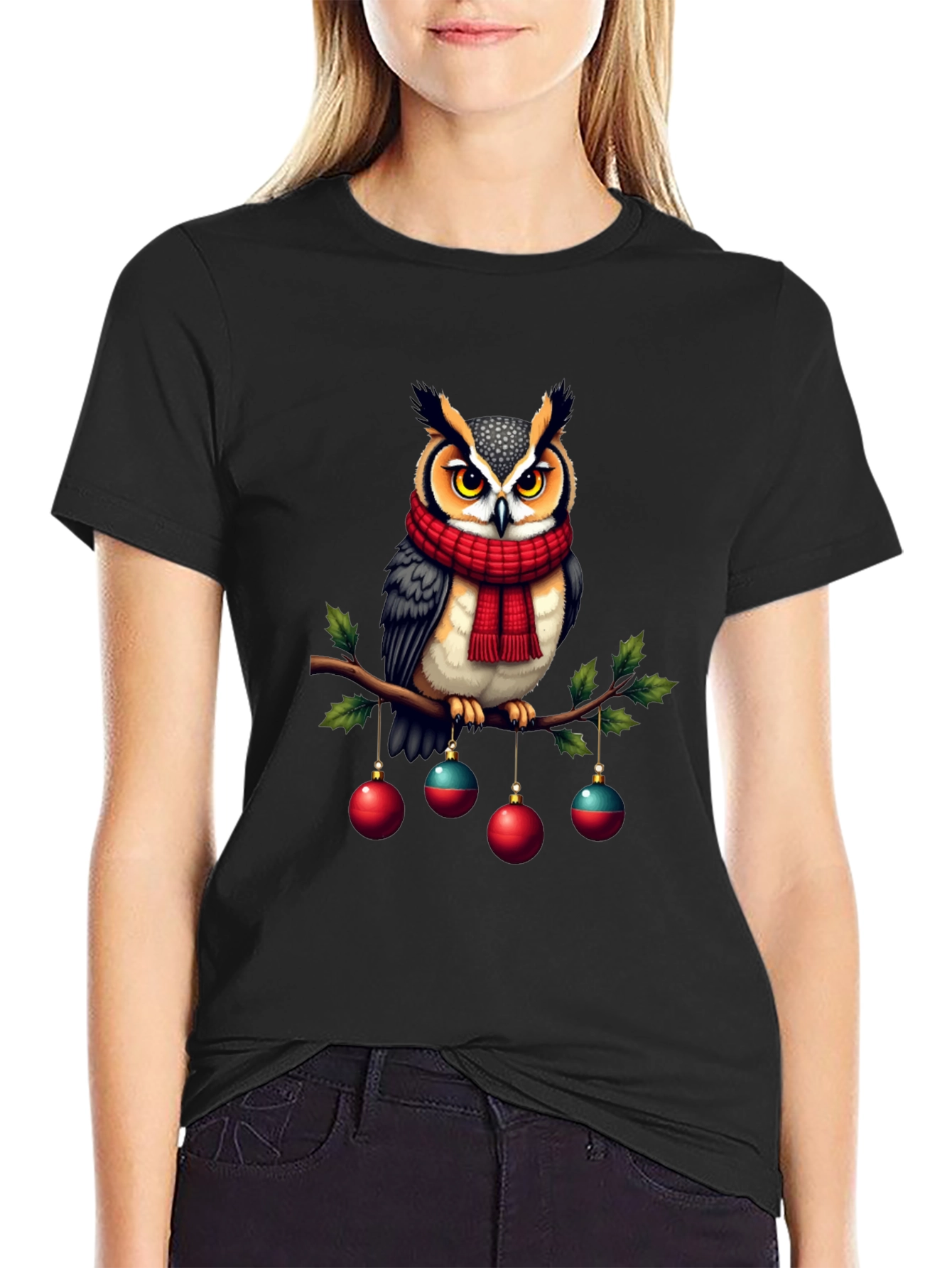 Festive Owl Christmas T-Shirt