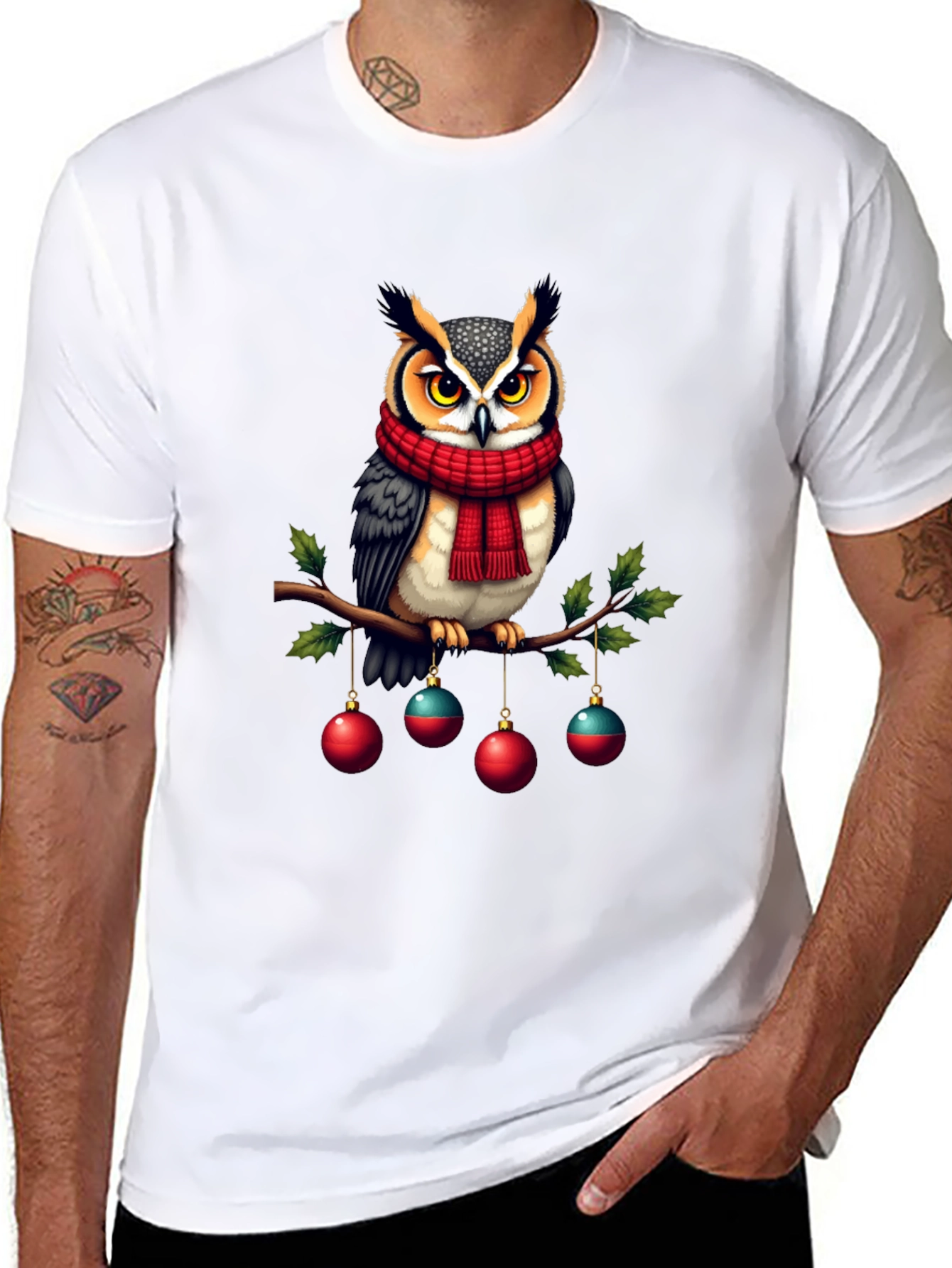Festive Owl Christmas T-Shirt