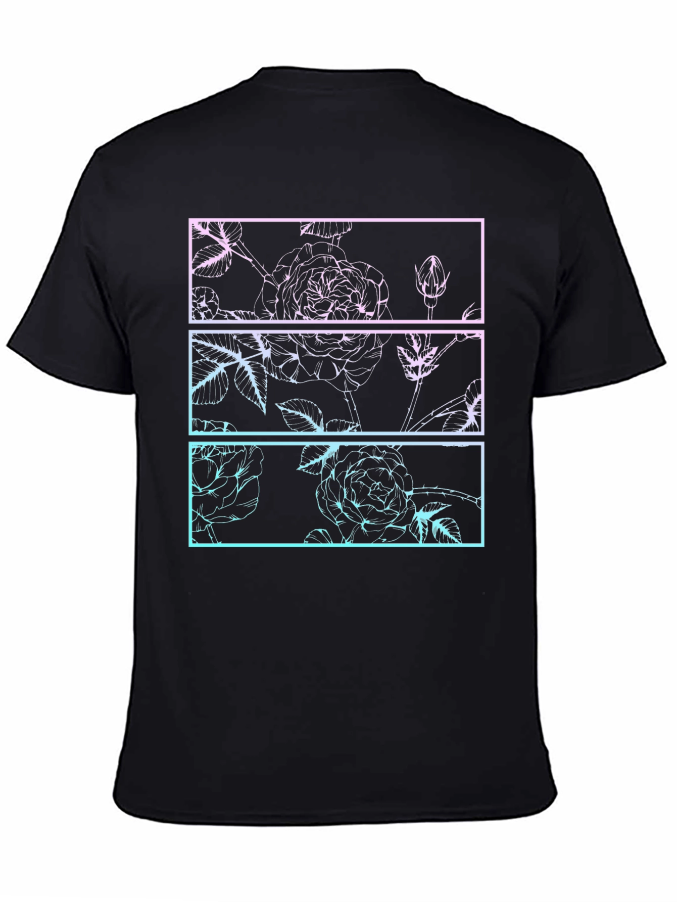 Floral Graphic Tee - Retro Rose Panel Design