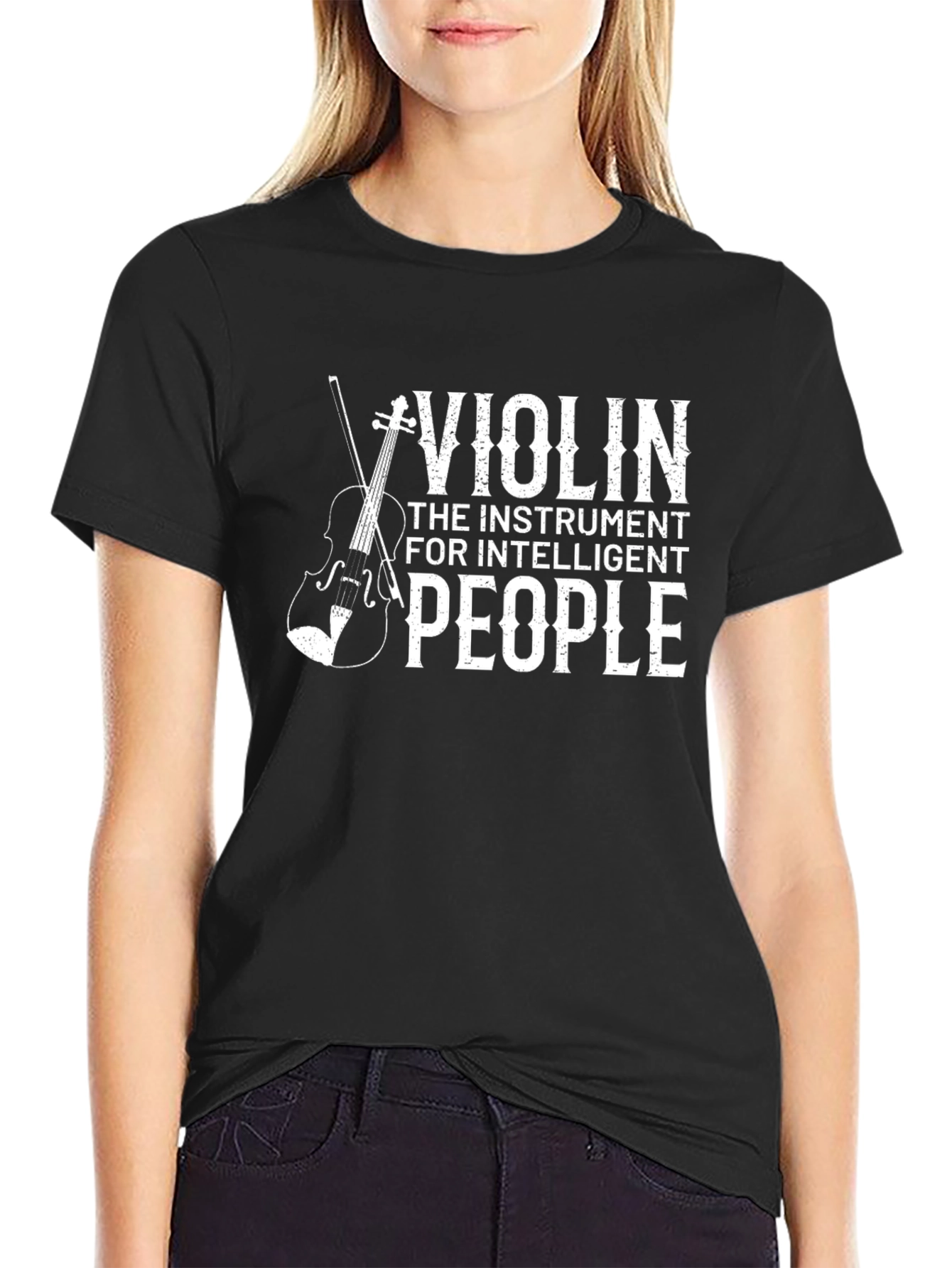 Violin Instrument Intelligent People Black T-Shirt