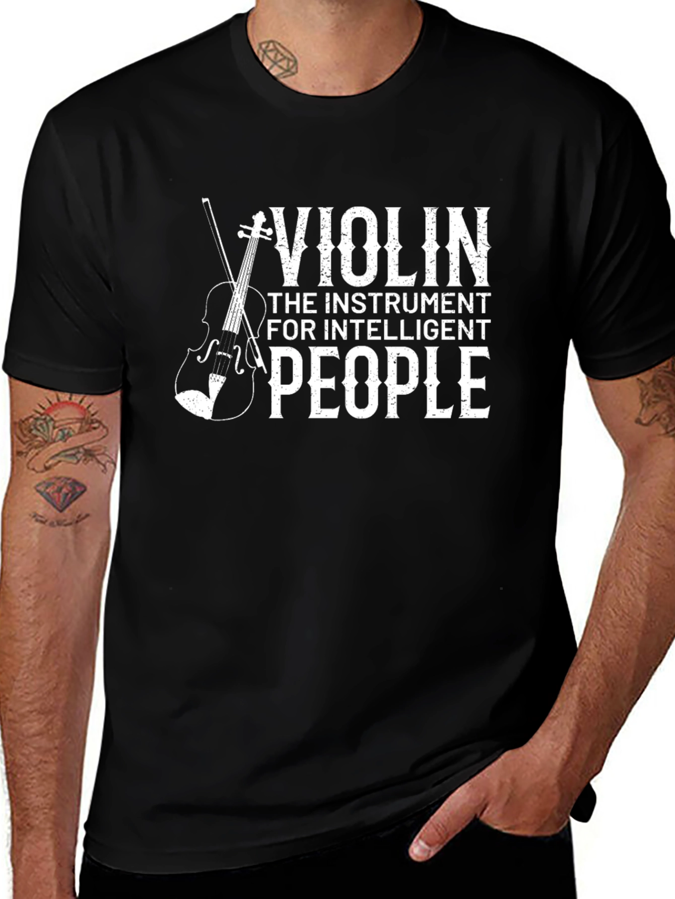 Violin Instrument Intelligent People Black T-Shirt