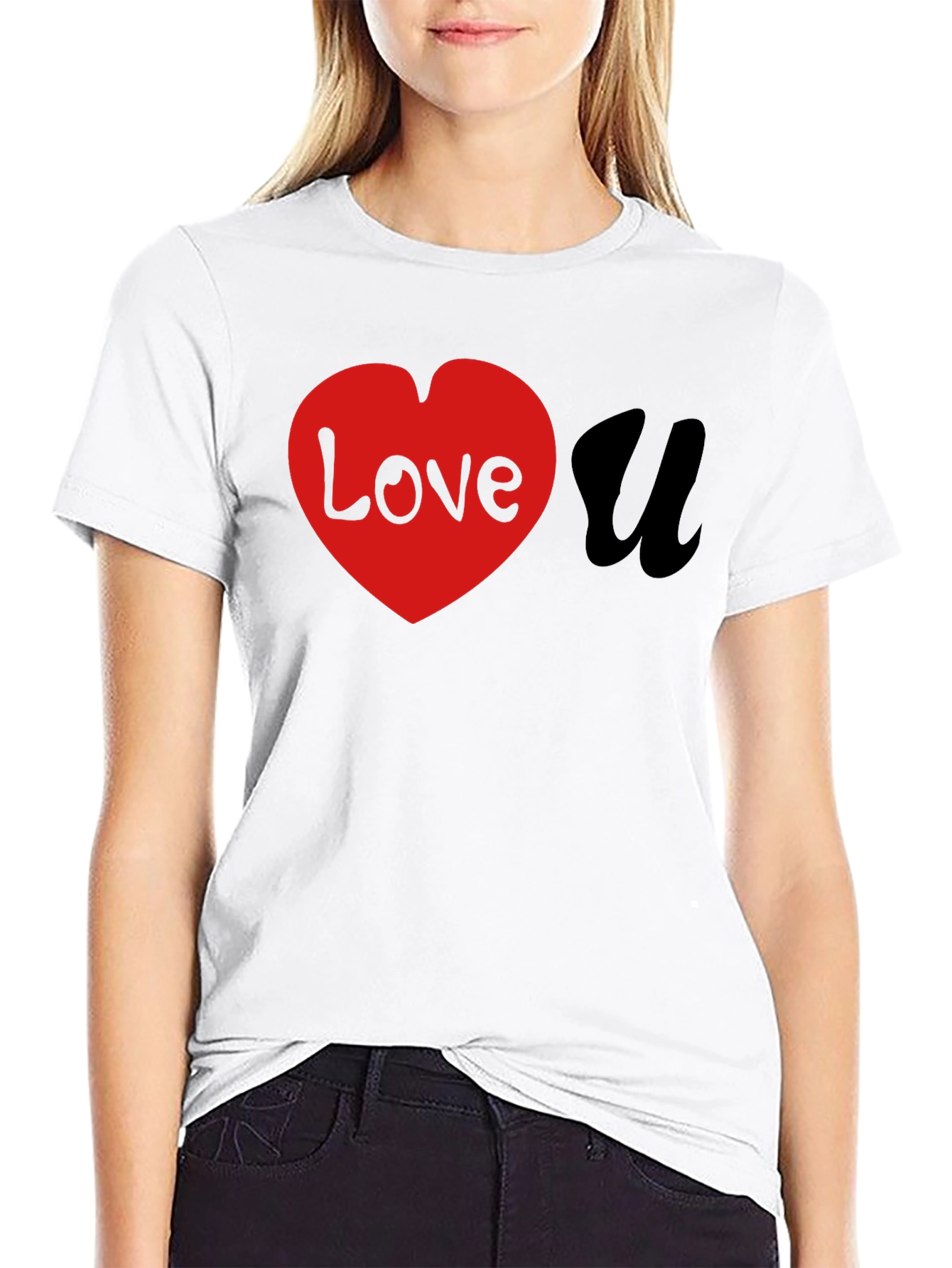 Love U Black Graphic T-Shirt
