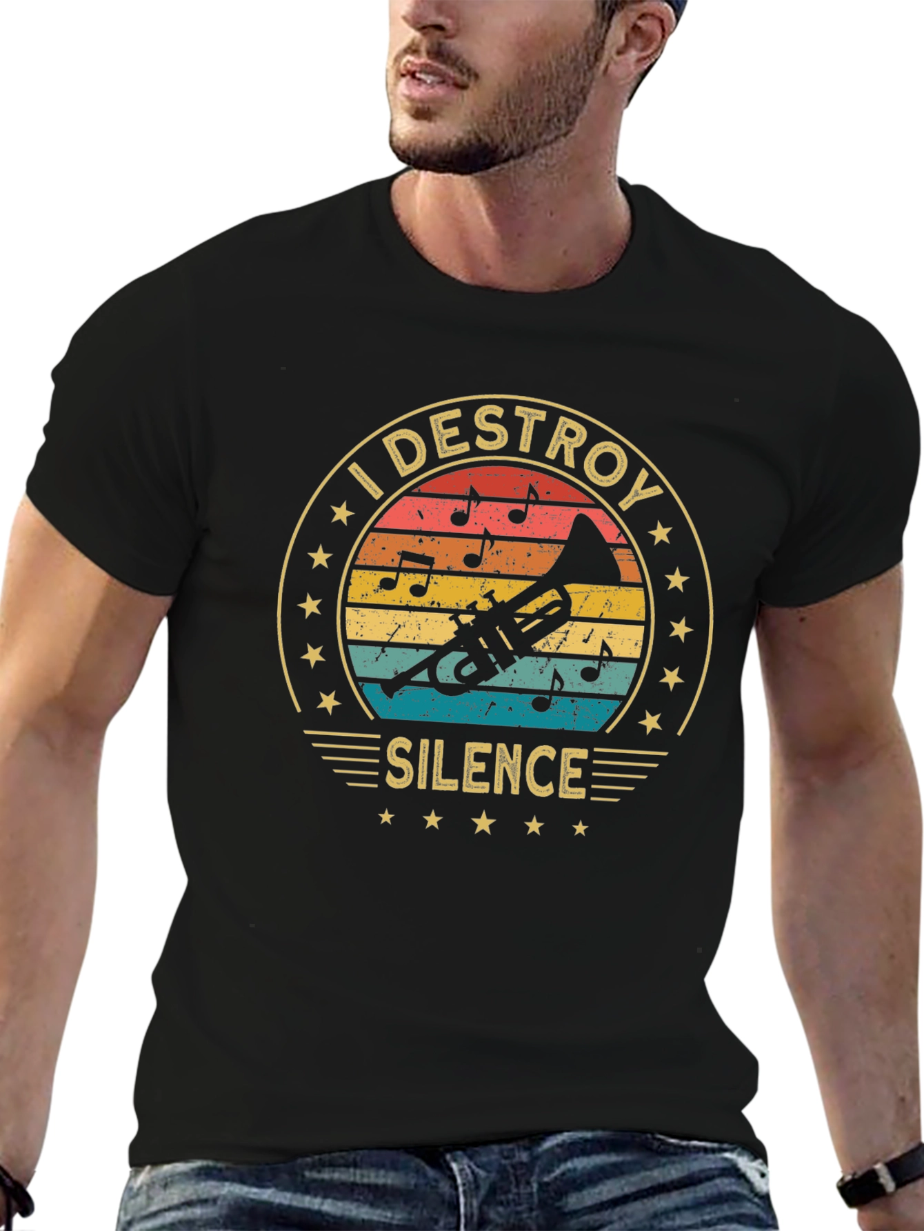 I Destroy Silence Trumpet T-Shirt Music Lover Gift