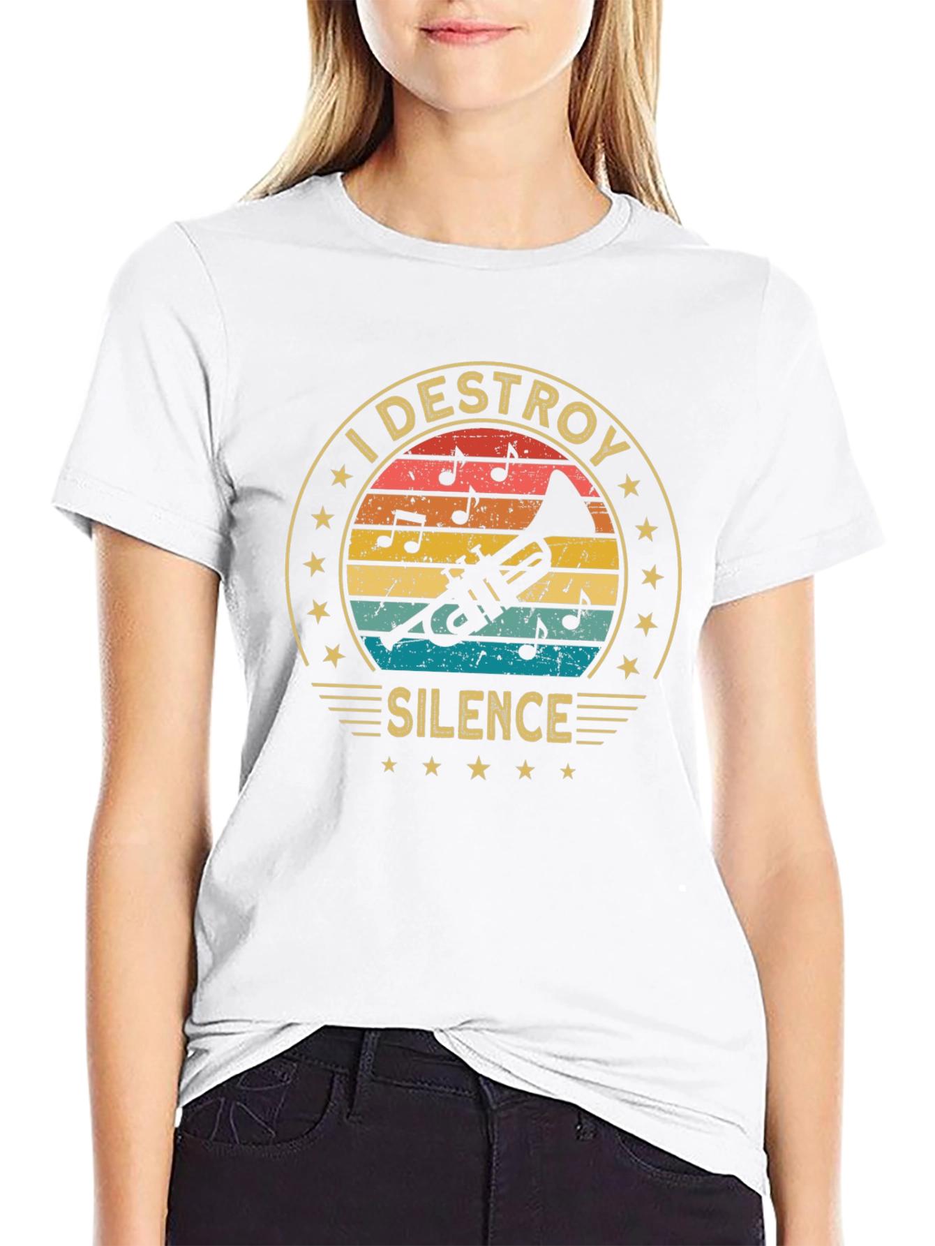 I Destroy Silence Trumpet T-Shirt Music Lover Gift