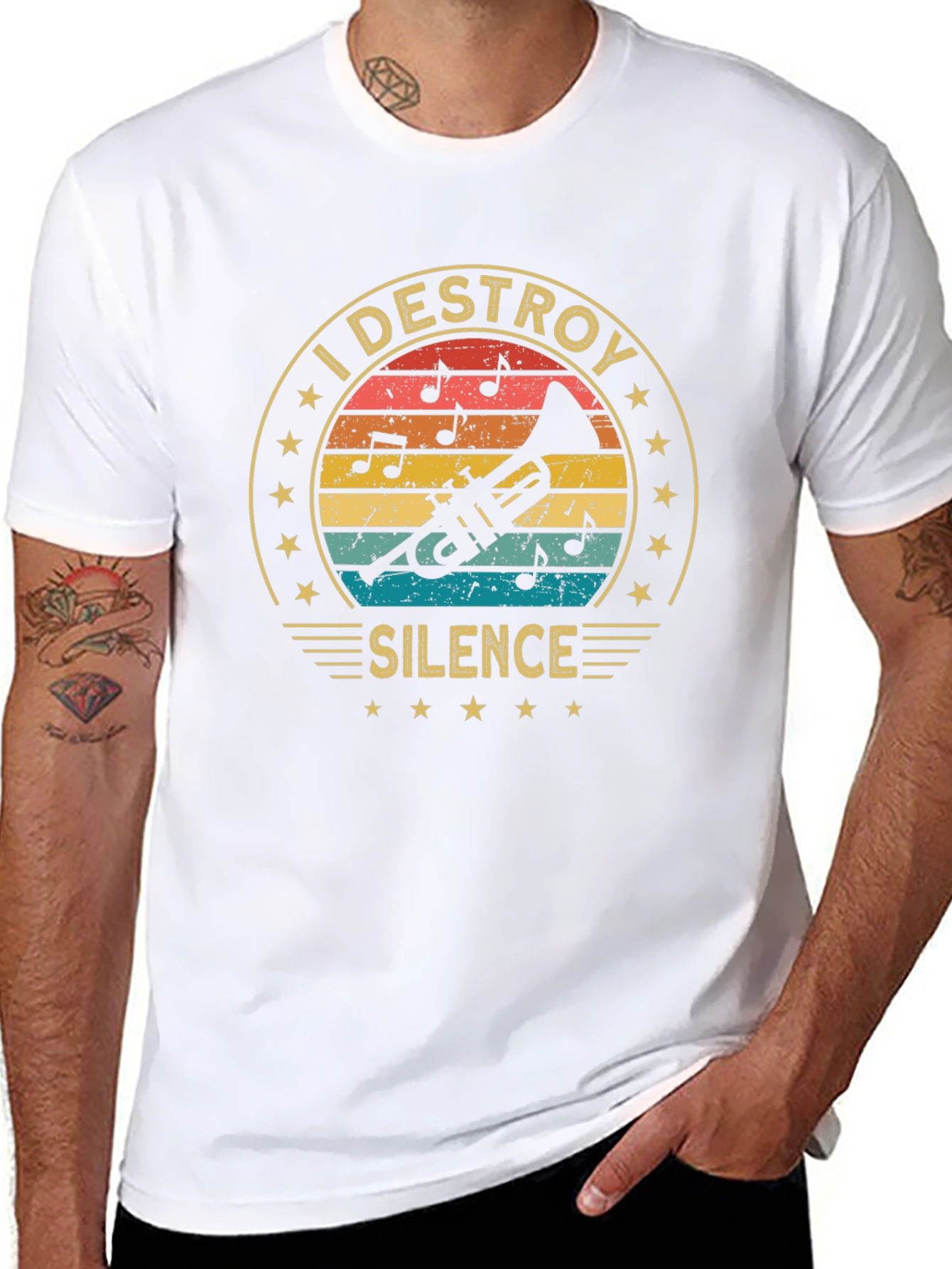 I Destroy Silence Trumpet T-Shirt Music Lover Gift