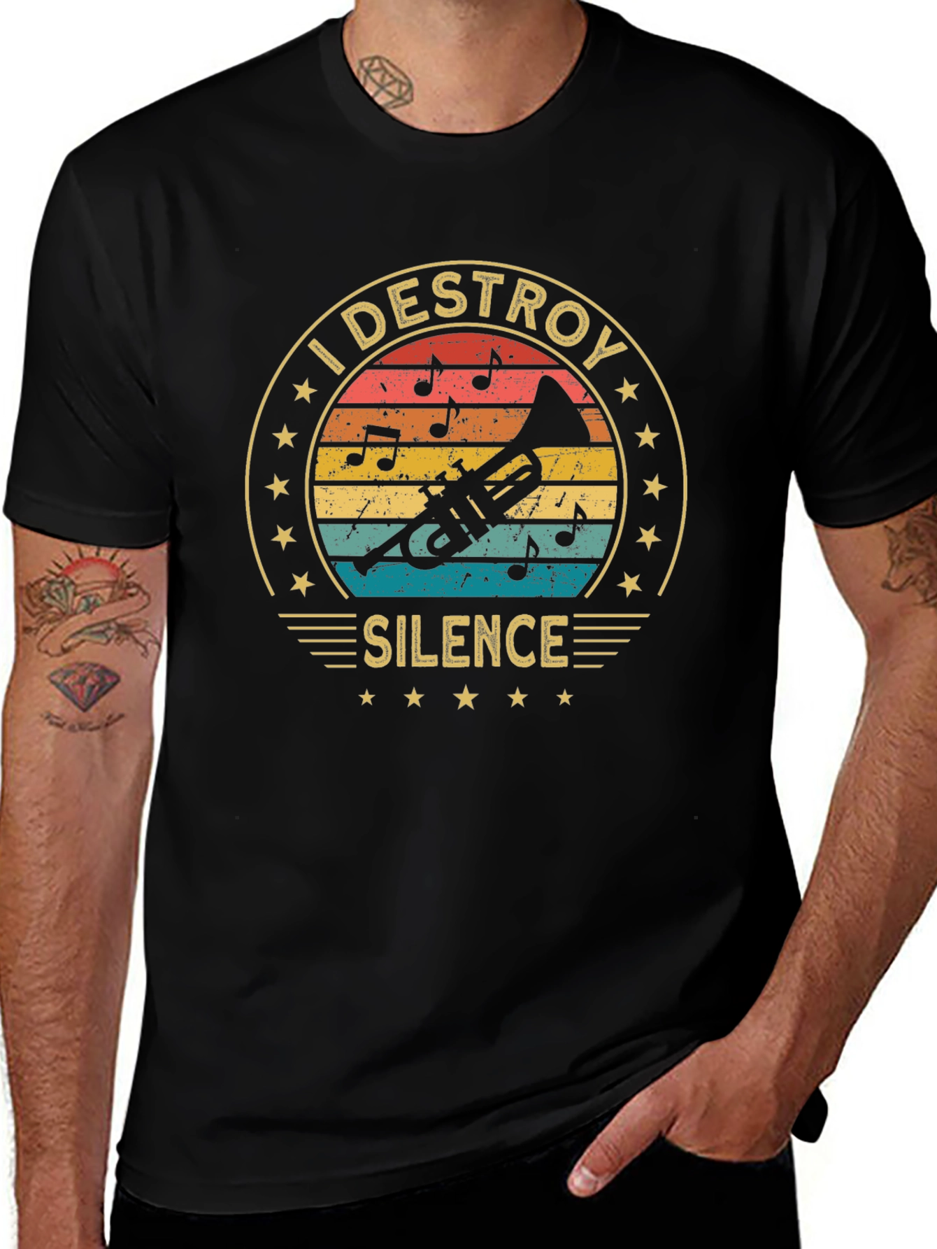 I Destroy Silence Trumpet T-Shirt Music Lover Gift