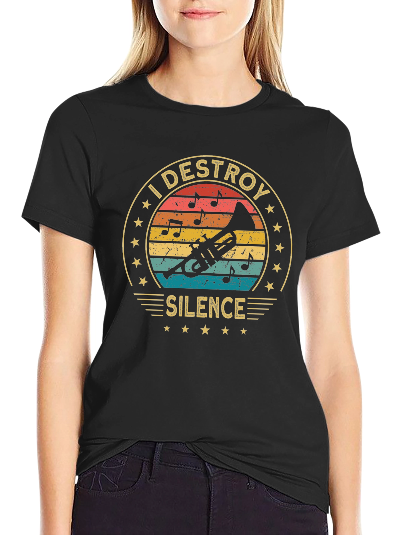 I Destroy Silence Trumpet T-Shirt Music Lover Gift