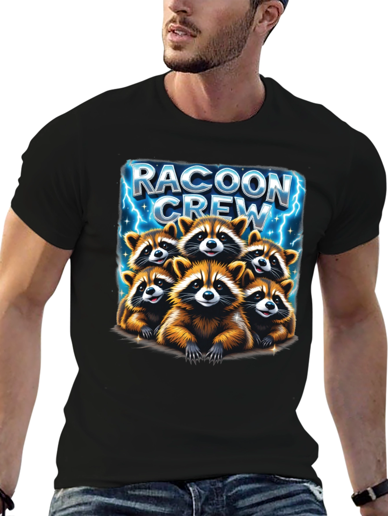 Raccoon Crew Graphic Tee - Cute Animal Design