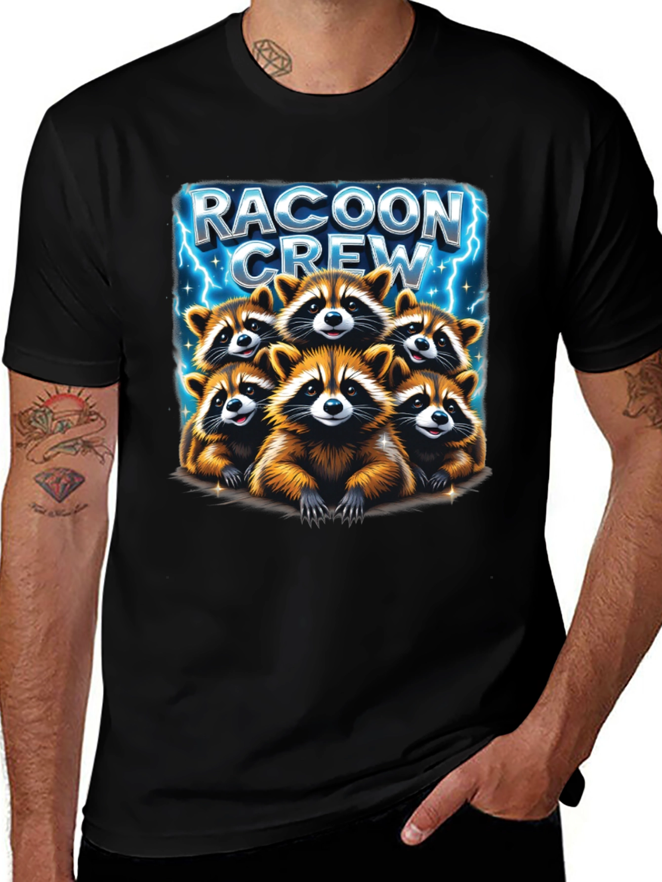 Raccoon Crew Graphic Tee - Cute Animal Design
