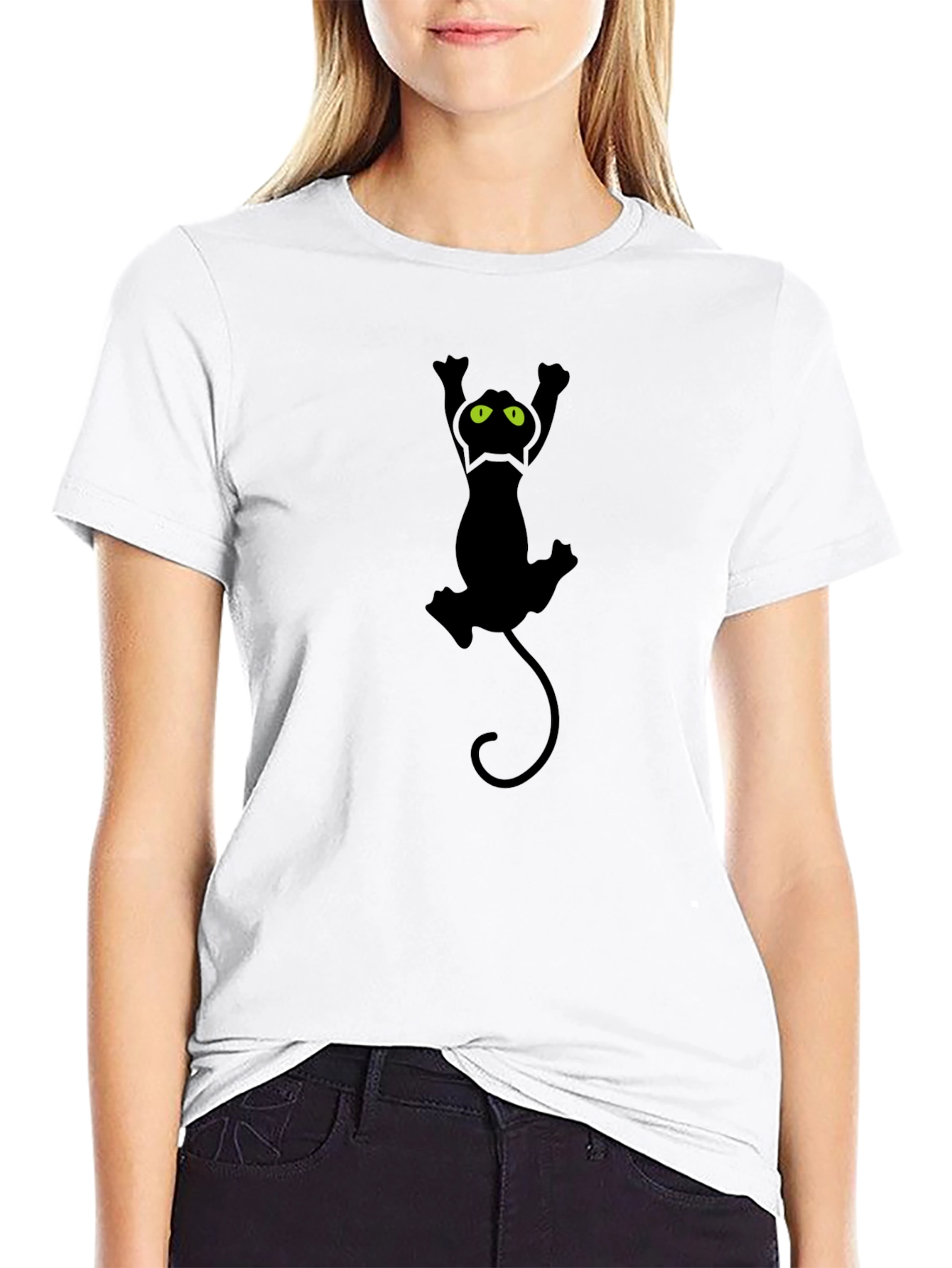 Black Cat Graphic Tee - Mens Casual Shirt