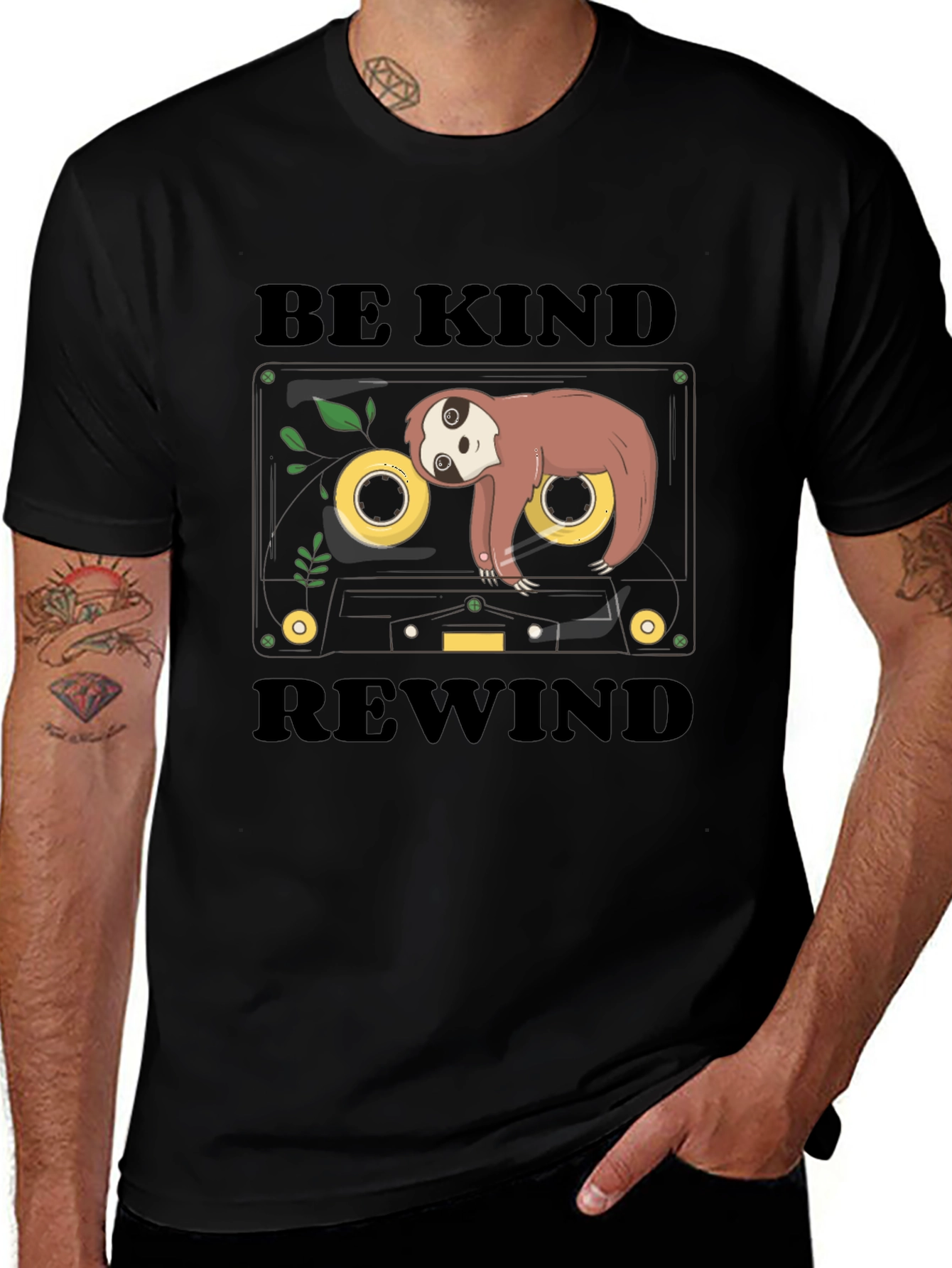 Be Kind Rewind Sloth Cassette Tape Graphic Tee