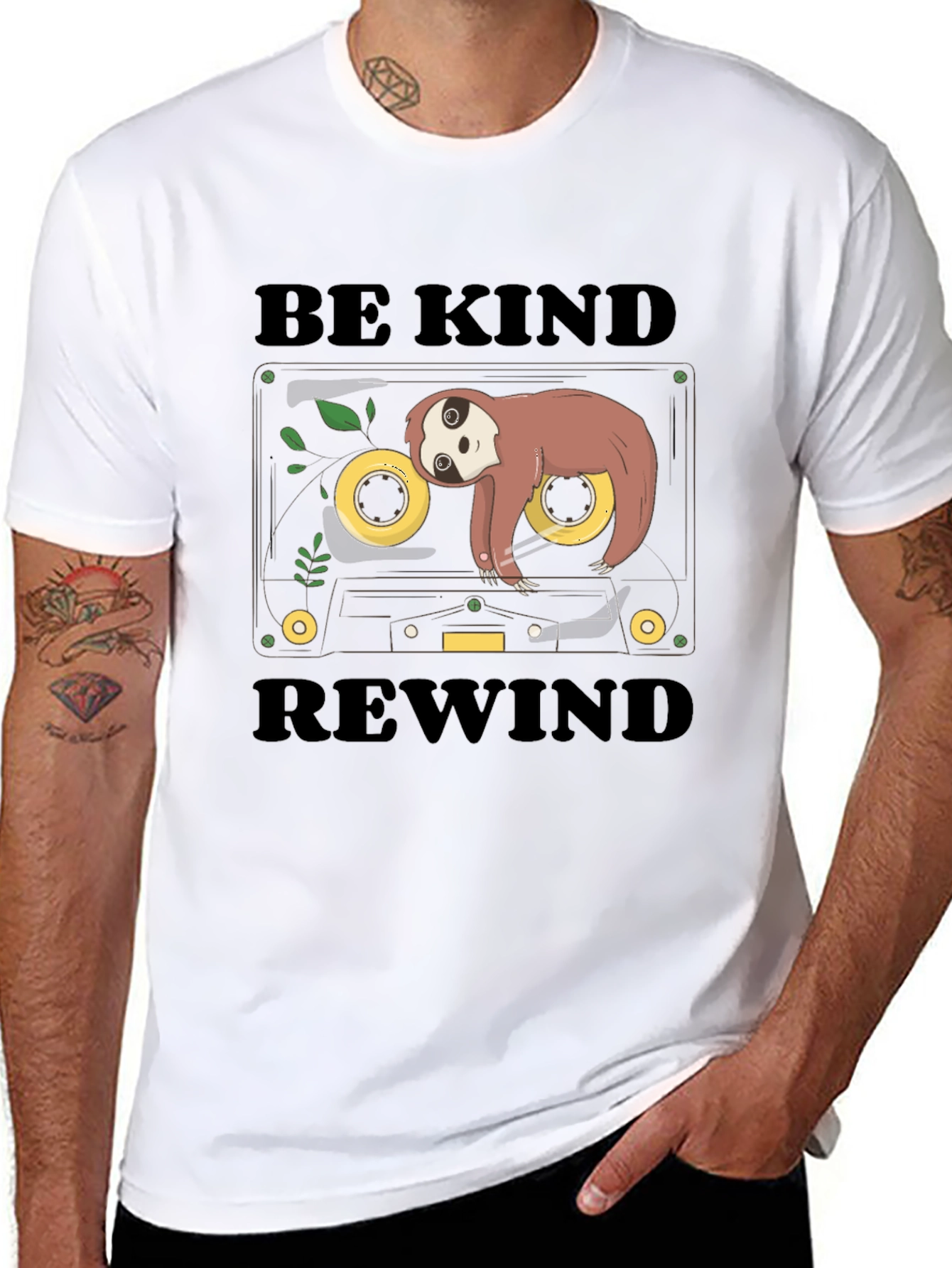 Be Kind Rewind Sloth Cassette Tape Graphic Tee