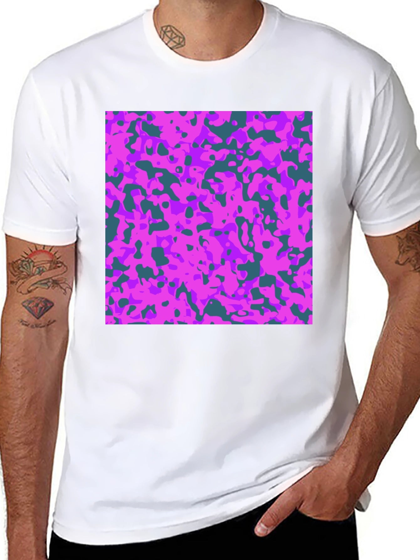 Abstract Camo Print Tee - Black