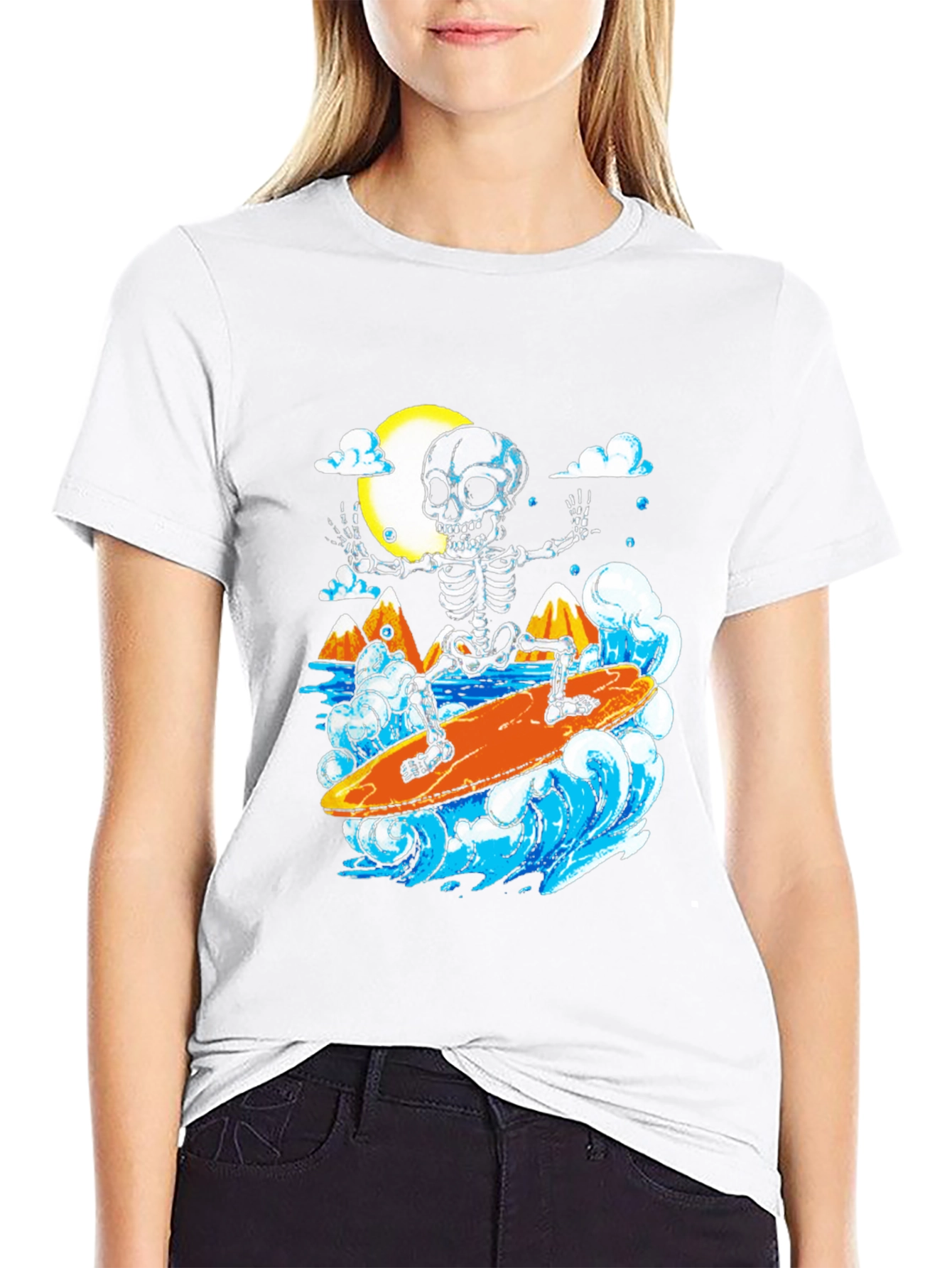 Skeleton Surfer Graphic T-Shirt