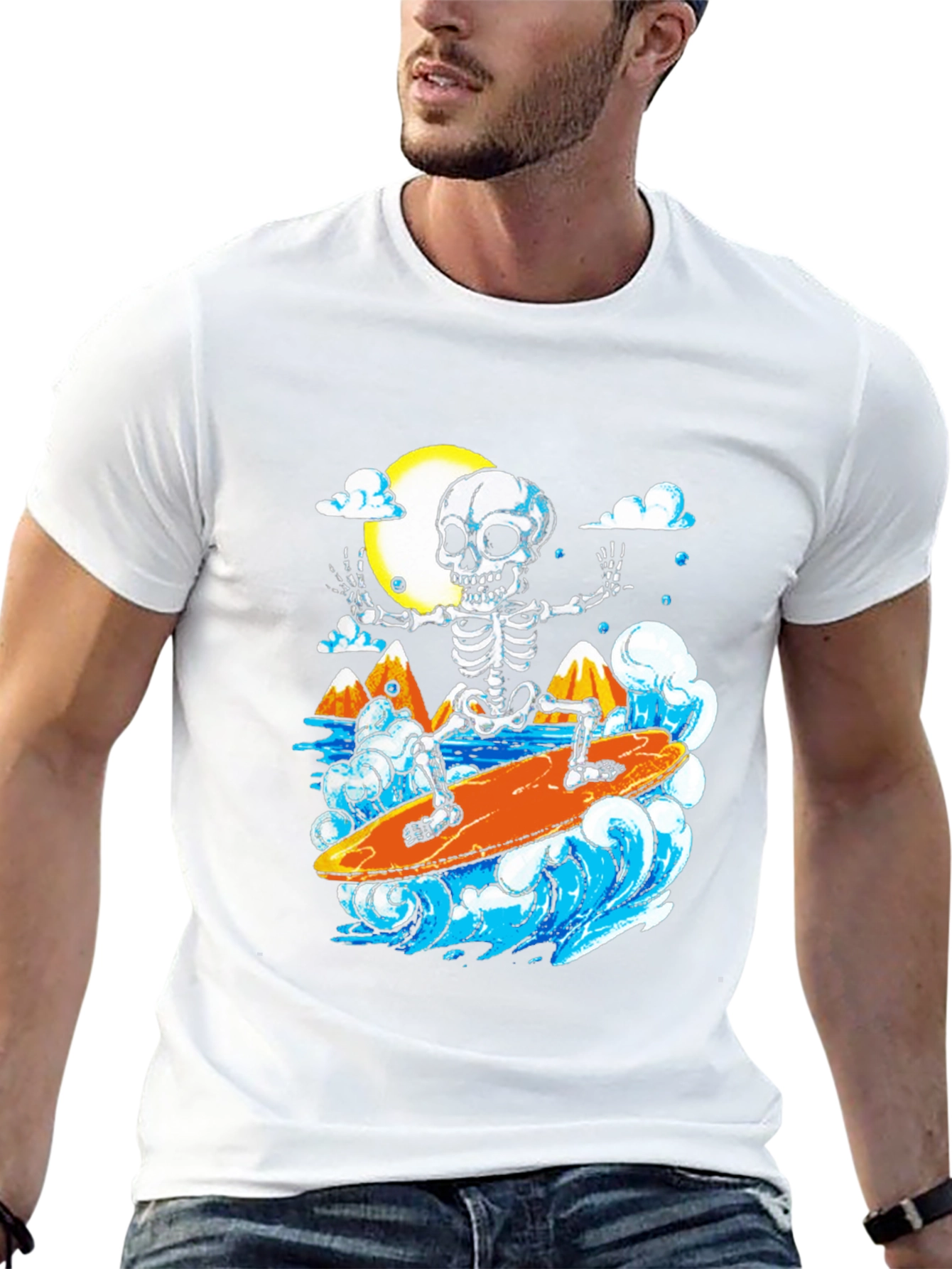 Skeleton Surfer Graphic T-Shirt