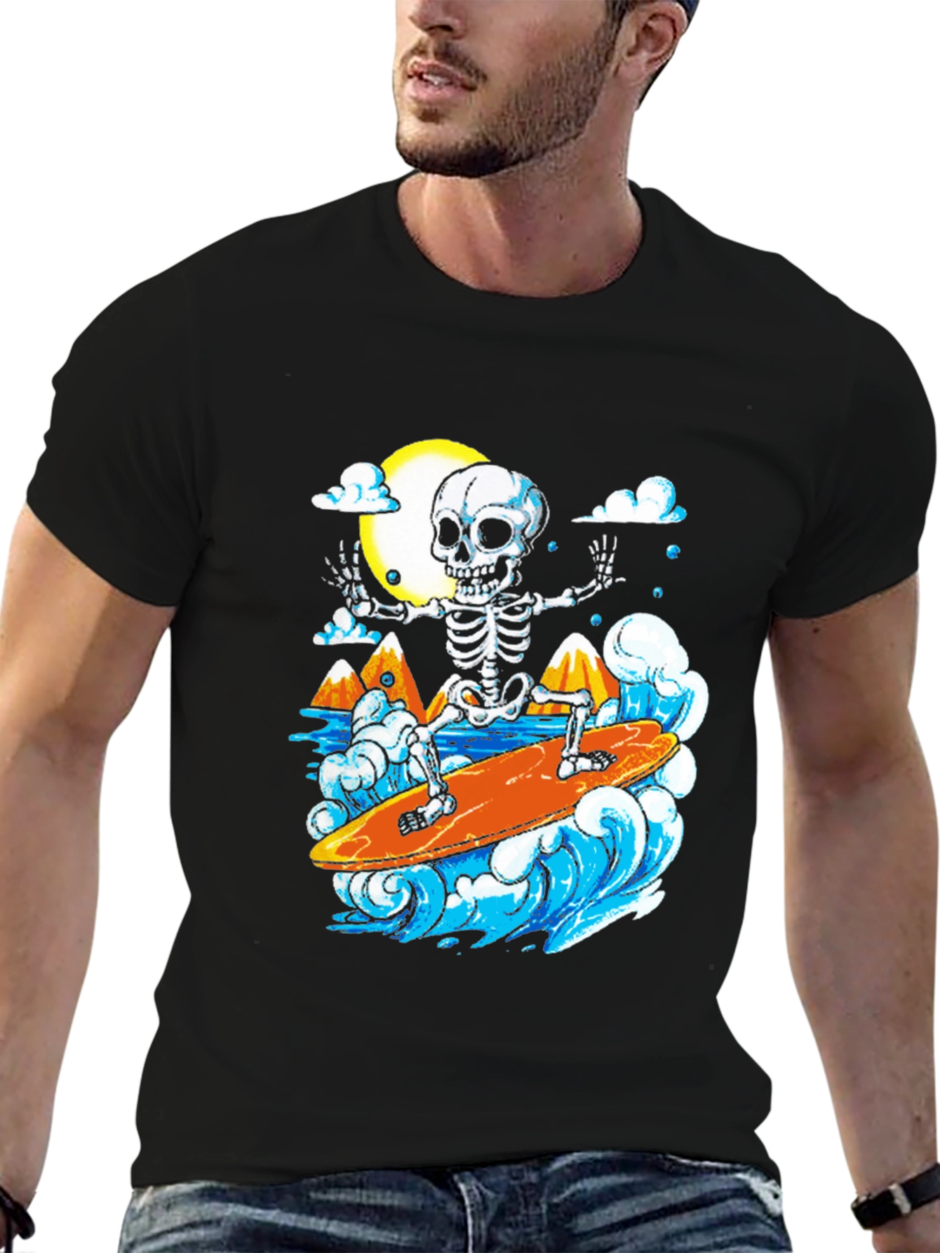 Skeleton Surfer Graphic T-Shirt