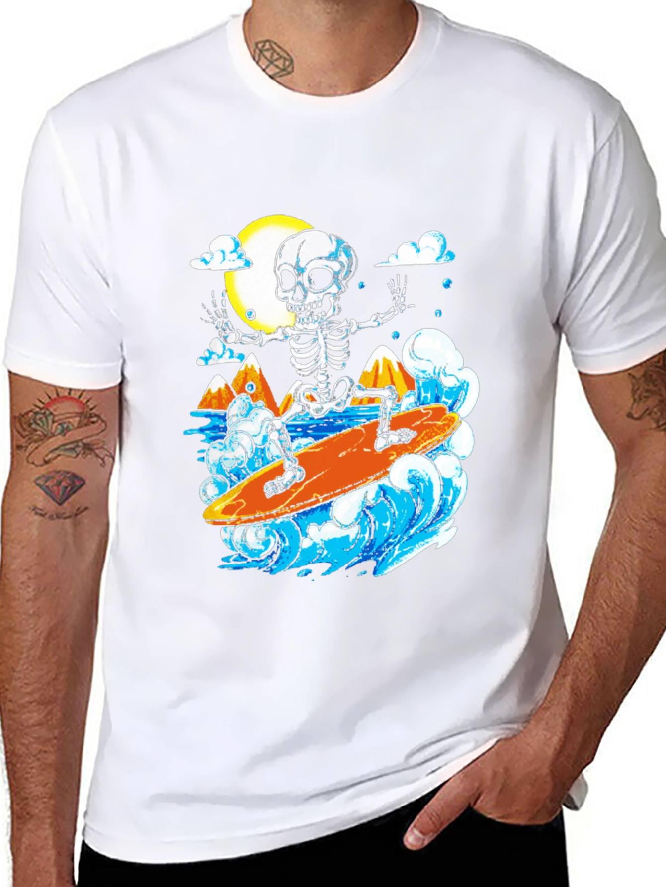 Skeleton Surfer Graphic T-Shirt