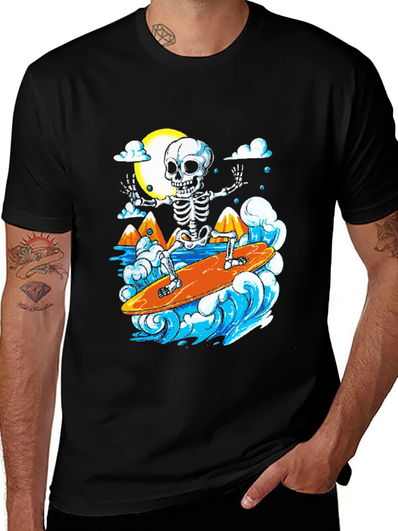 Skeleton Surfer Graphic T-Shirt